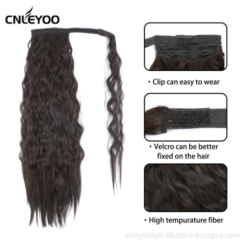 High temperature fiber health easy material ponytail long curly human hair